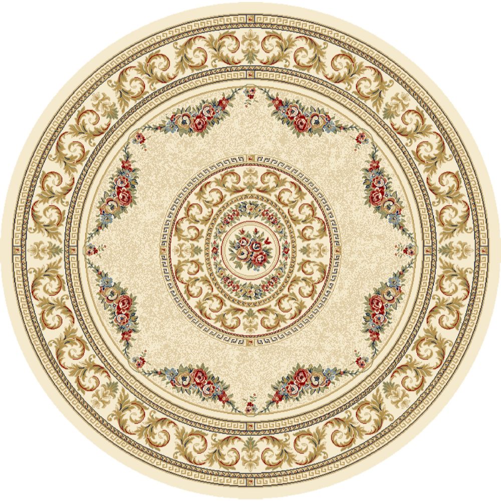 Dynamic Rugs 57226-6464 Ancient Garden 5.3 Ft. X 5.3 Ft. Round Rug in Ivory